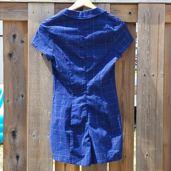Urban Outfitters Sonata Blue Plaid Button Down Romper Sz XS FUN FLIRTY PLAYFUL - Picture 3 of 4